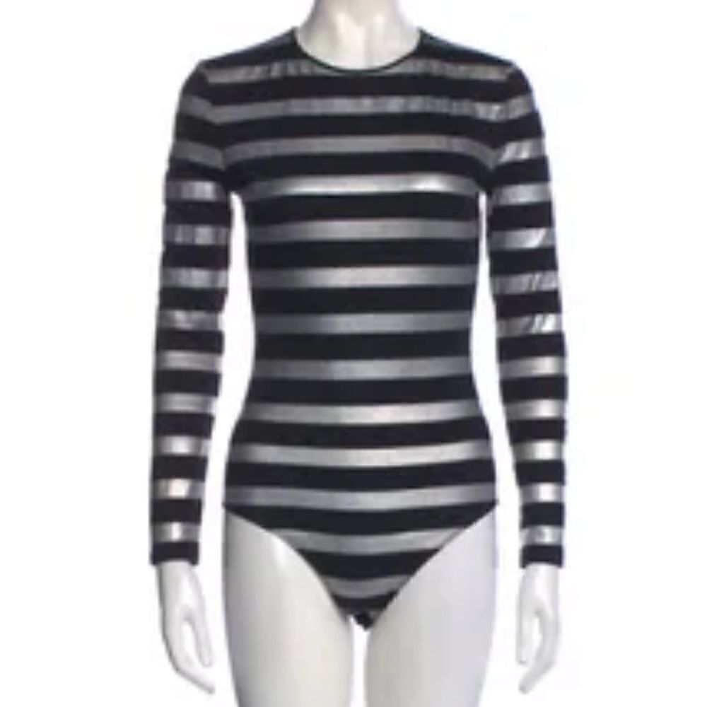 New Balmain Bodysuit Silver/Black Size 36 / US Small